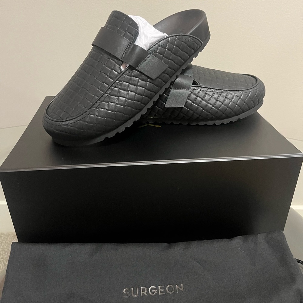 The Shoes Surgeon 9M/10.5W Black Woven Slip-On Loafers